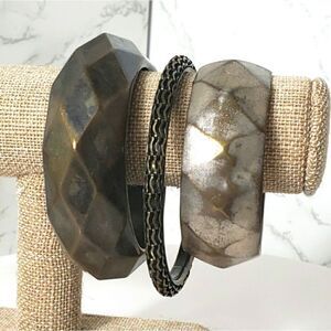 LOT OF 3 Metal Bronze Bangle Bracelets Unique Variety